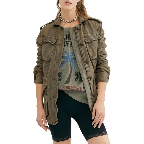 NWT Free People Not Your Brothers Surplus Military Jacket Army Green Women Small - Picture 12 of 16